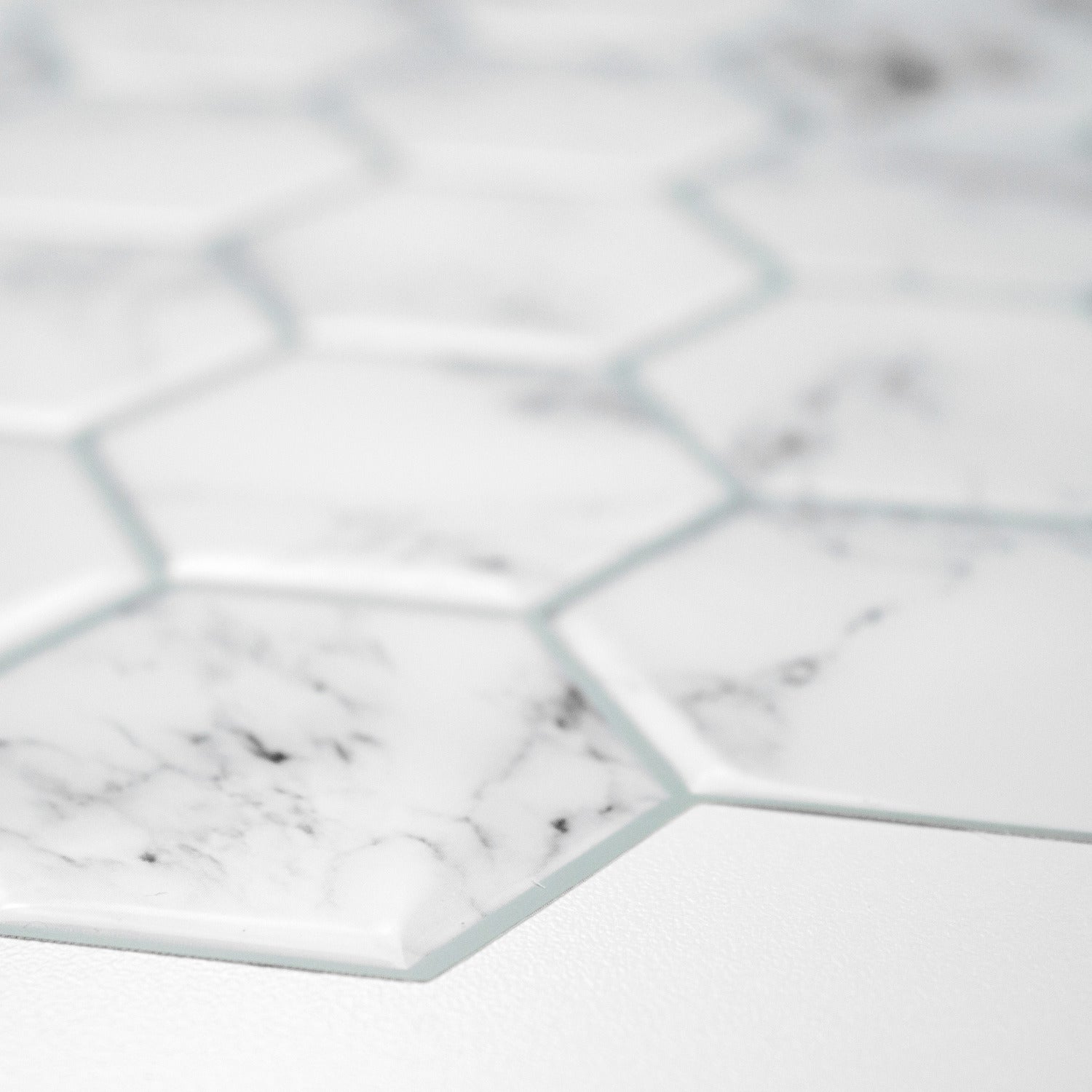 Carrara Marble Hexagon Tiles pattern close-up
