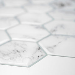 Carrara Marble Hexagon Tiles pattern close-up