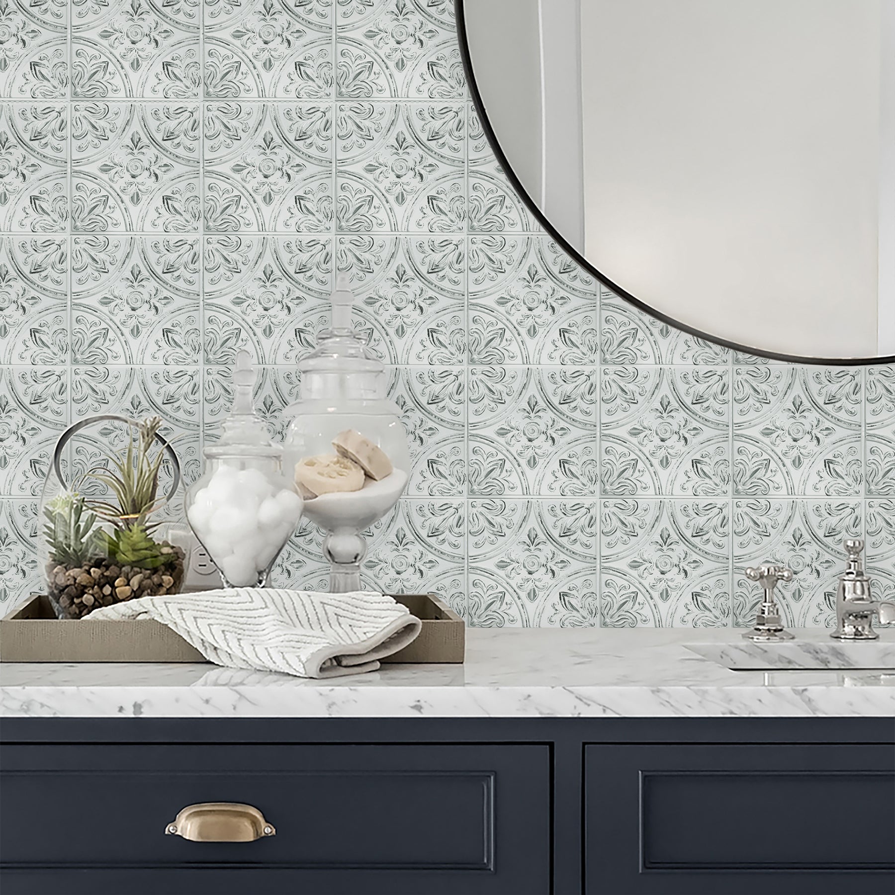 Tin Tile Backsplash Tiles in a room setting