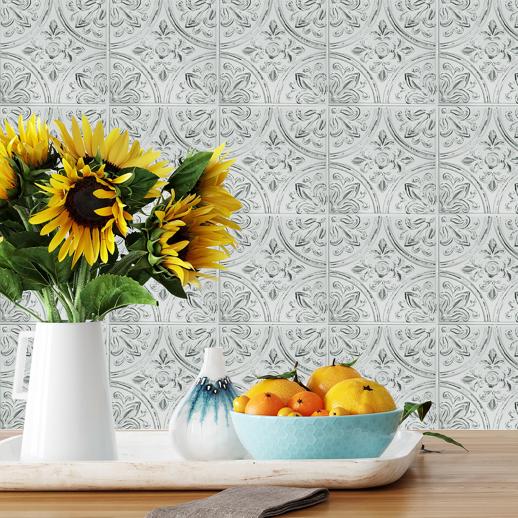 Tin Tile Backsplash Tiles in a room setting
