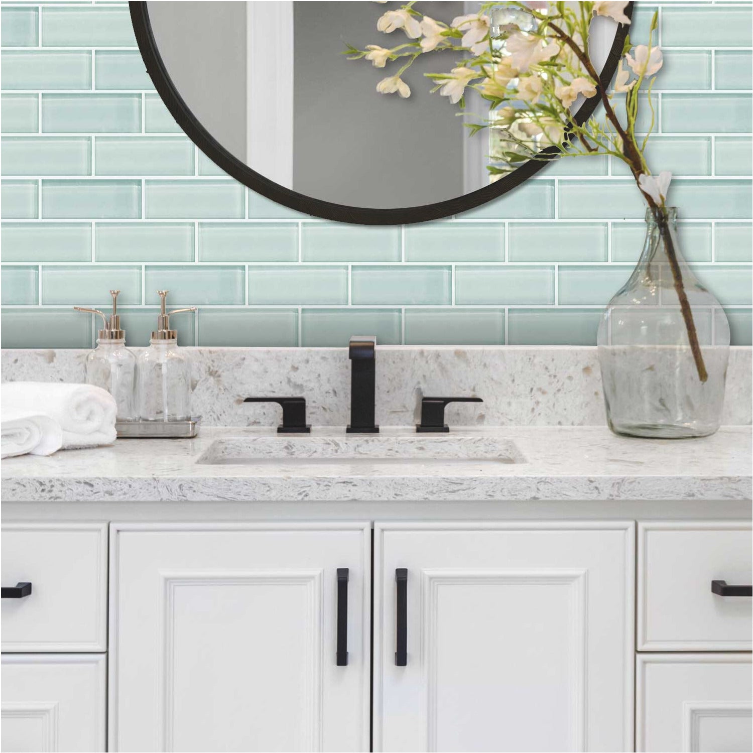 Seaglass Subway Tiles in a room setting