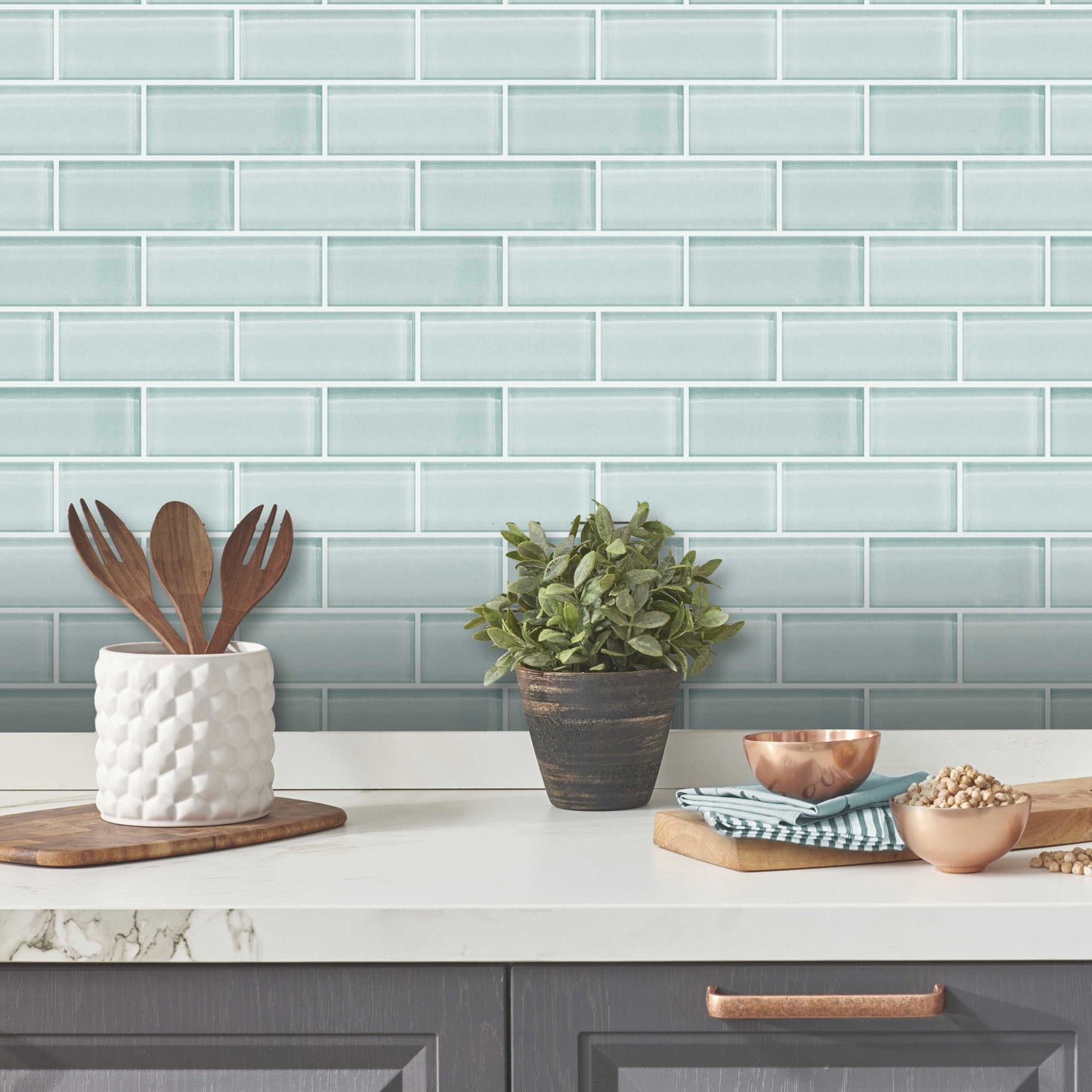 Seaglass Subway Tiles in a room setting