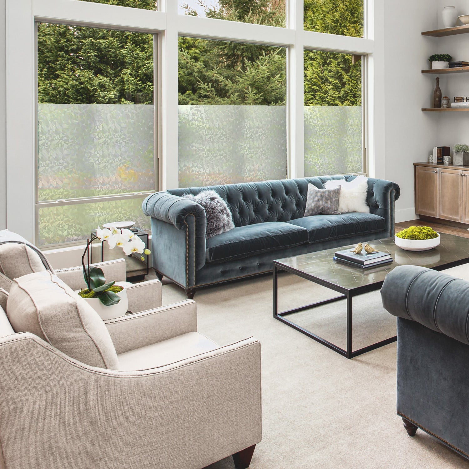 Etched Glass Window Film in a room setting