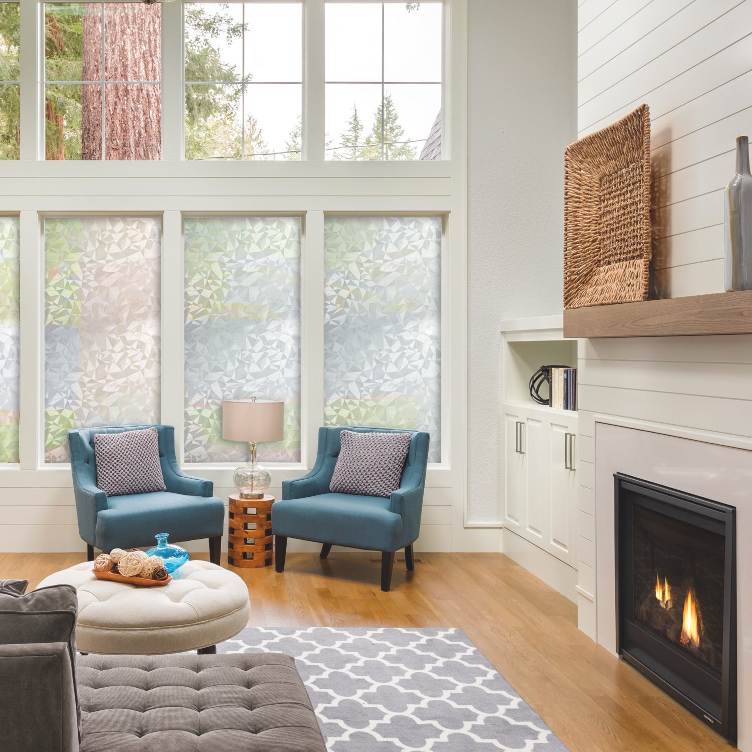 Etched Glass Window Film in a room setting