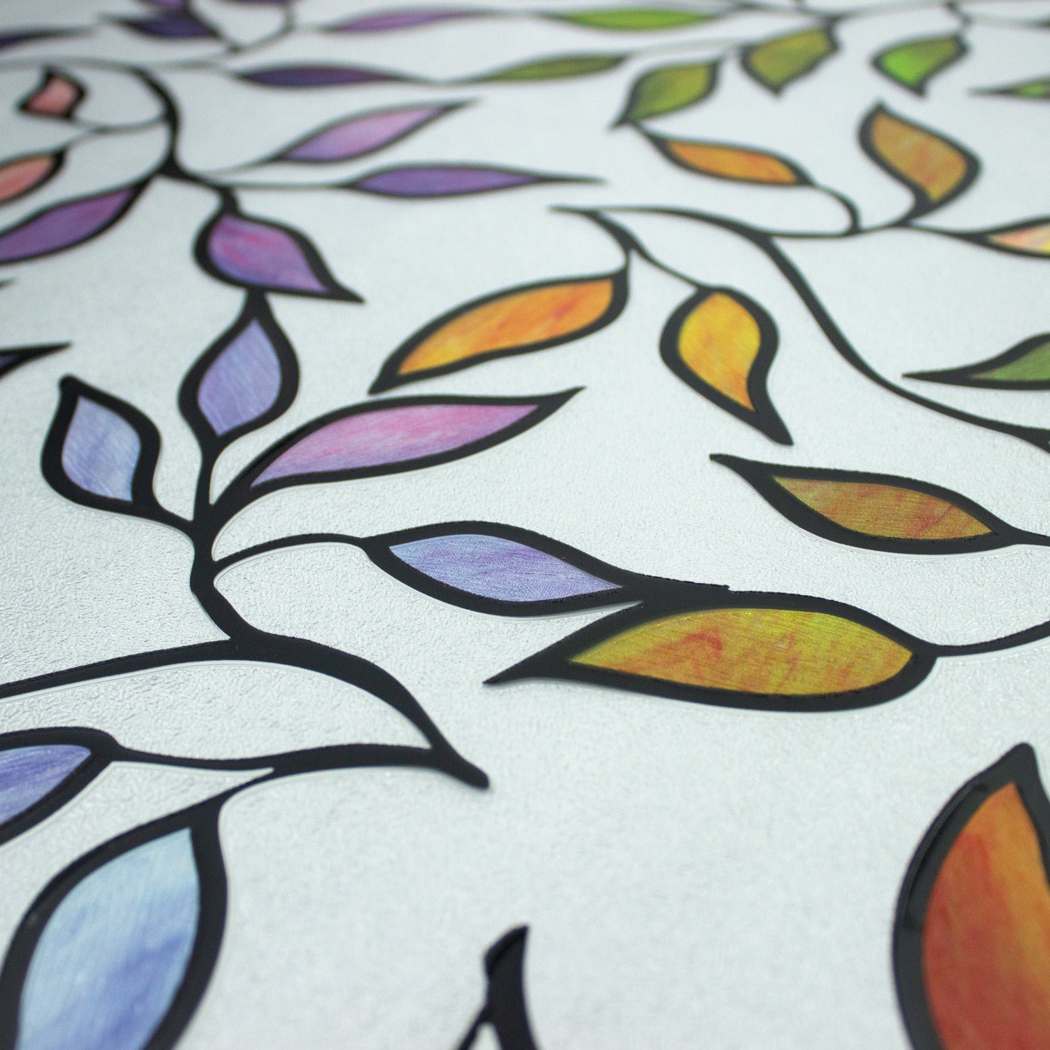 Stained Glass Leaves Window Film pattern close-up