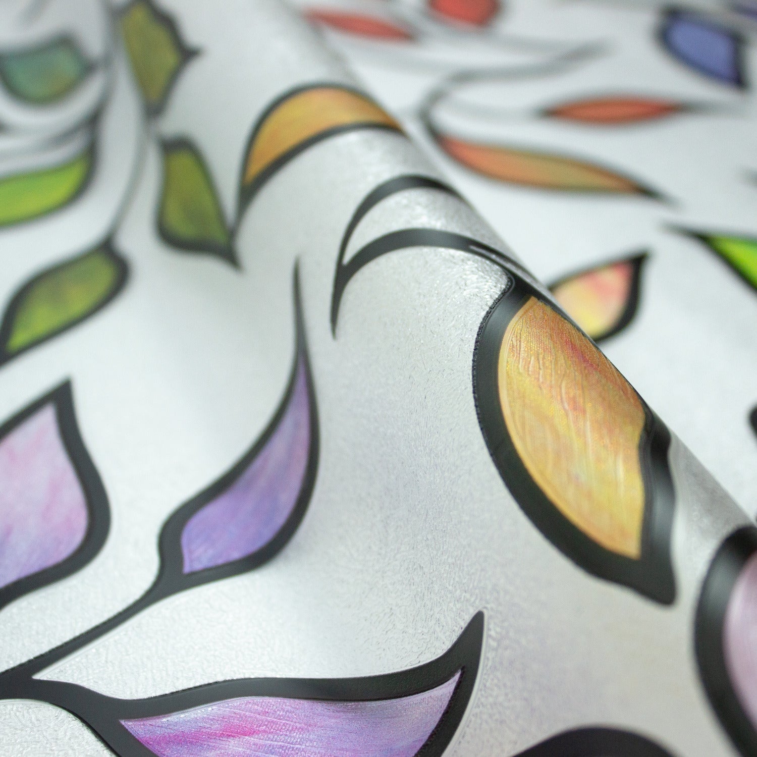 Stained Glass Leaves Window Film pattern close-up