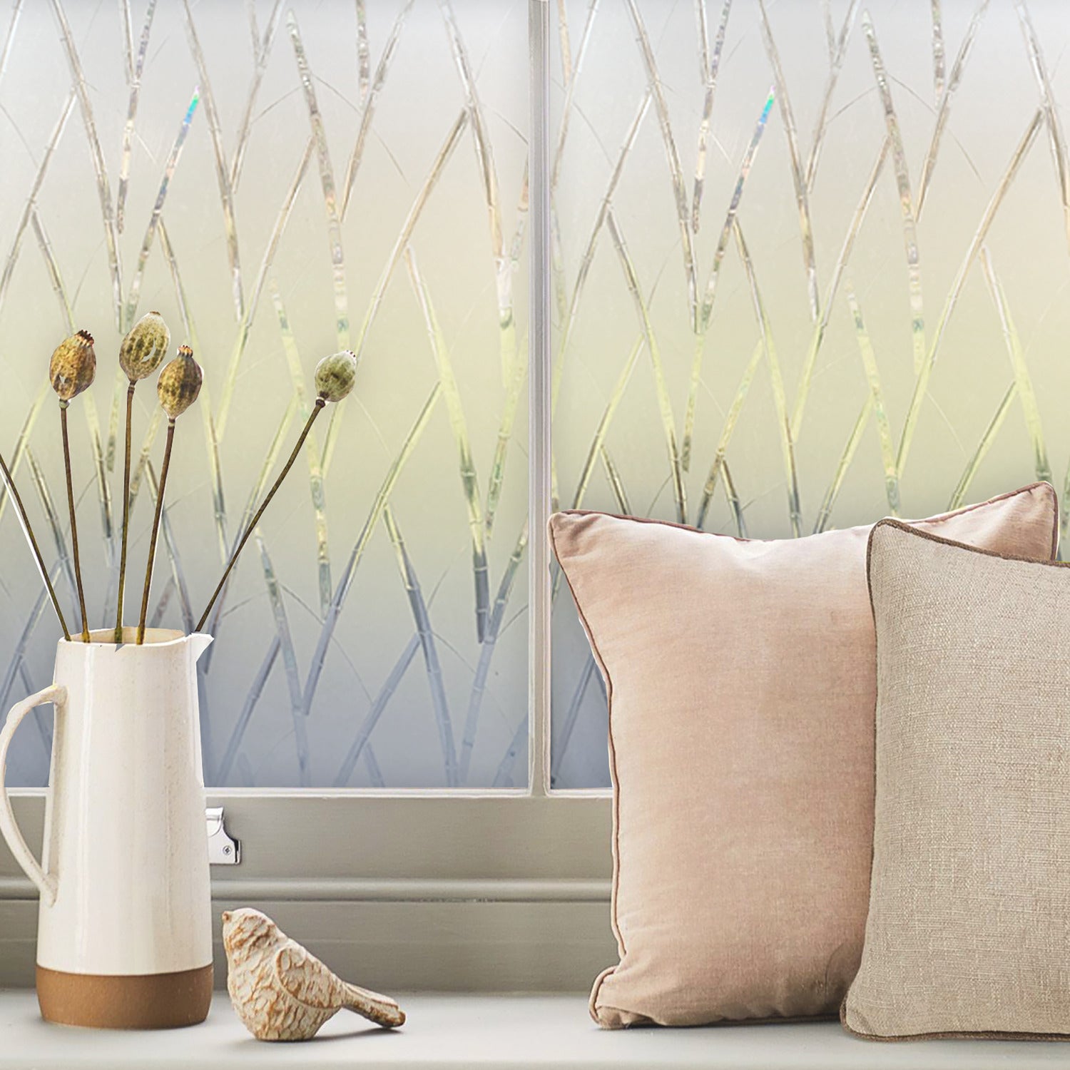 Bamboo Privacy Window Film in a room setting
