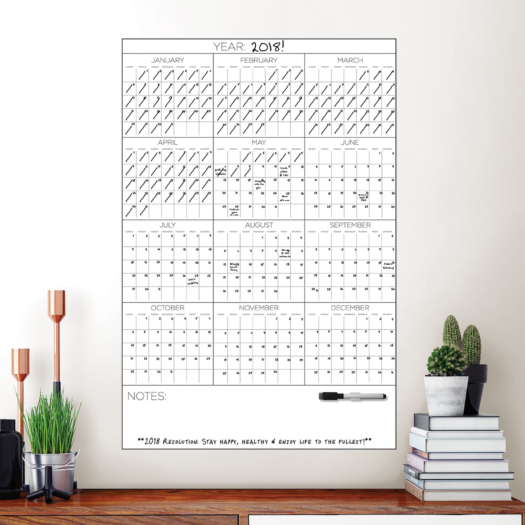 Yearly Dry Erase in a room setting