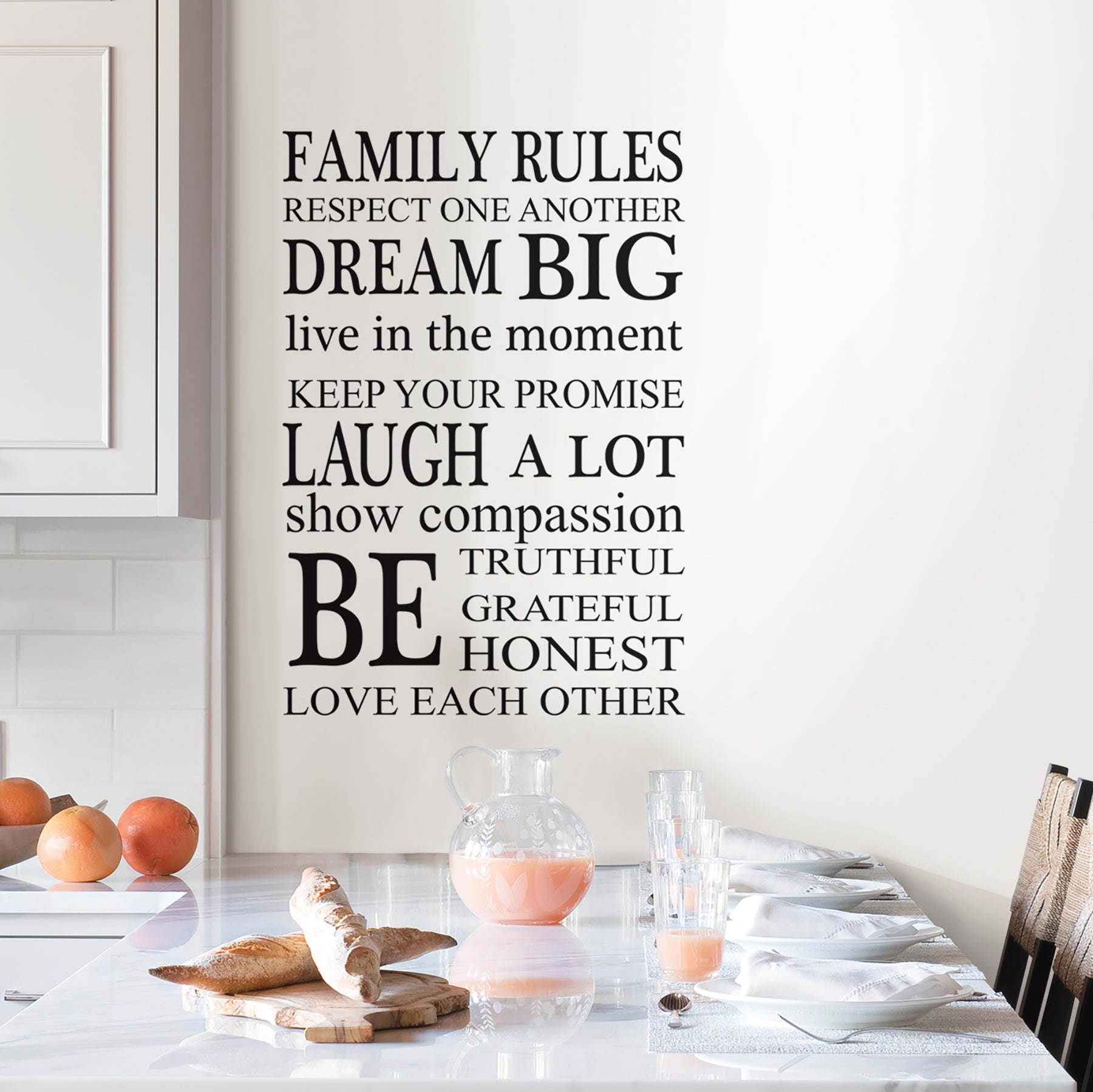Family Rules Wall Decals in a room setting