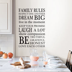 Family Rules Wall Decals in a room setting