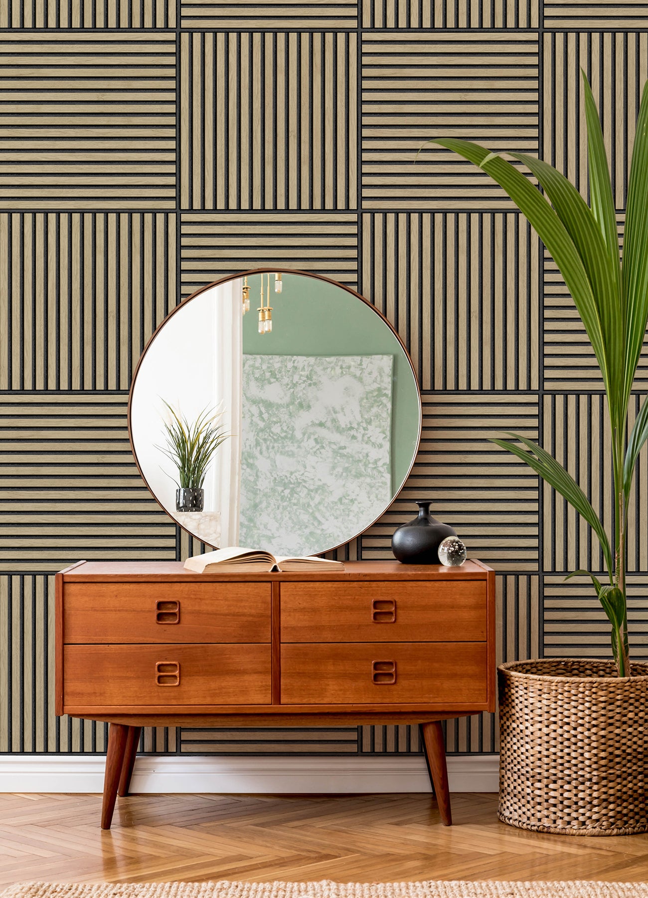 Acoustic Slat Decorative Room Panels in a room setting