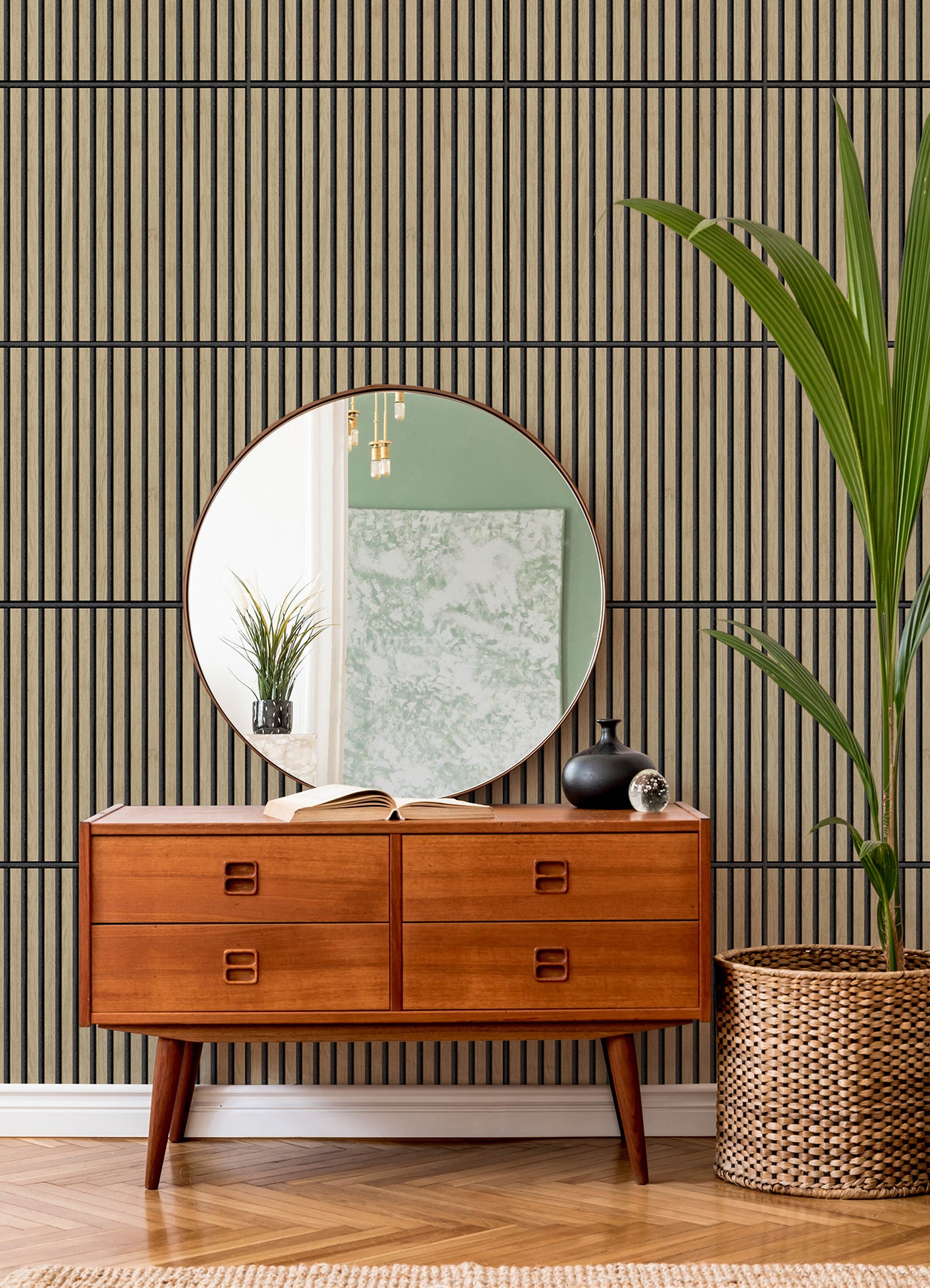Acoustic Slat Decorative Room Panels in a room setting