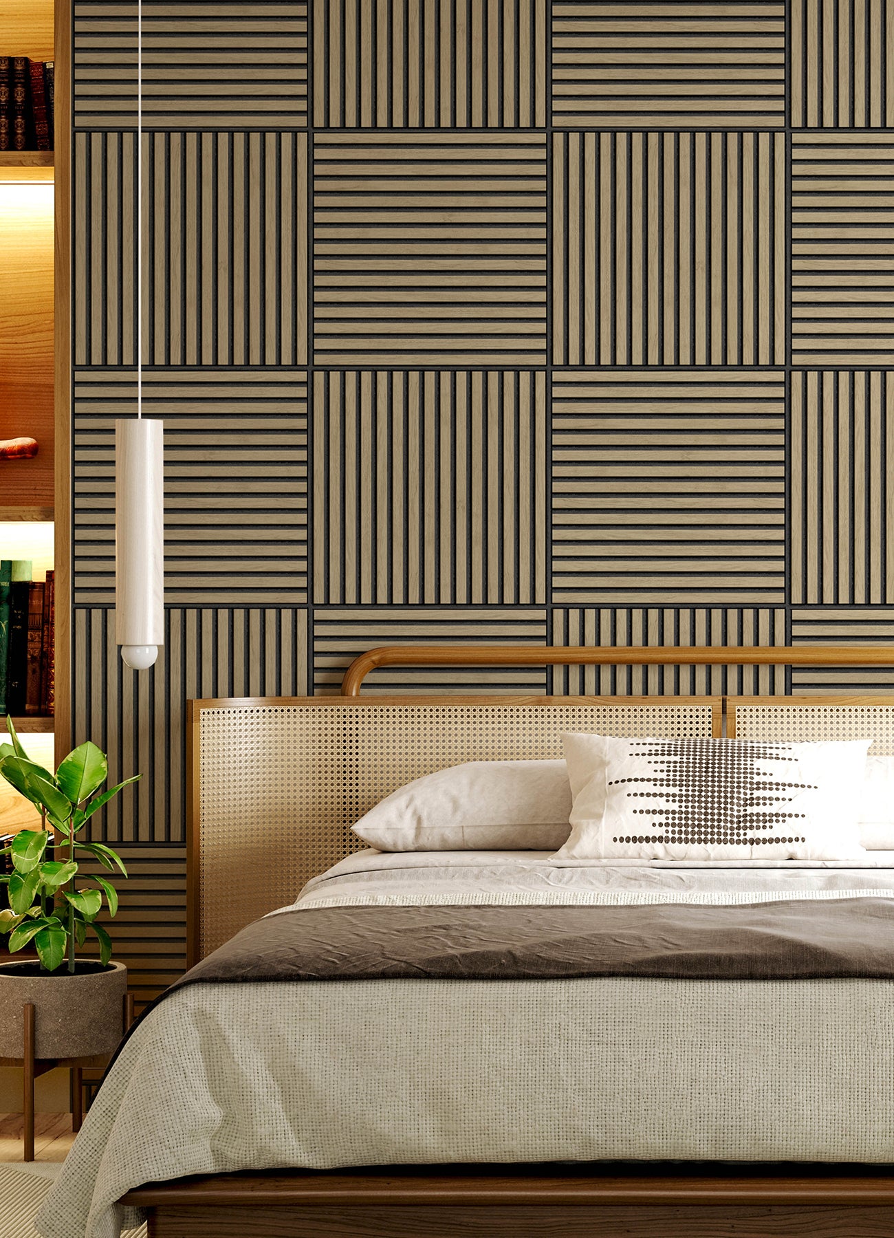 Acoustic Slat Decorative Room Panels in a room setting