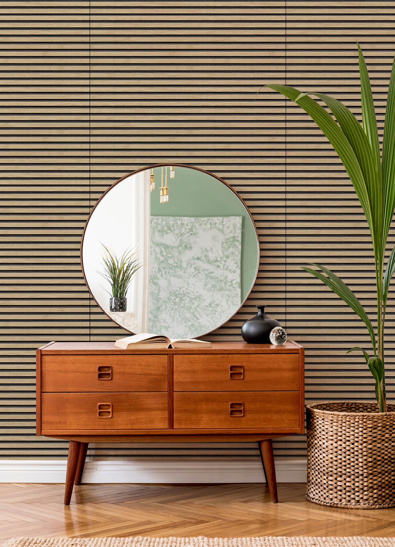 Acoustic Slat Decorative Room Panels in a room setting
