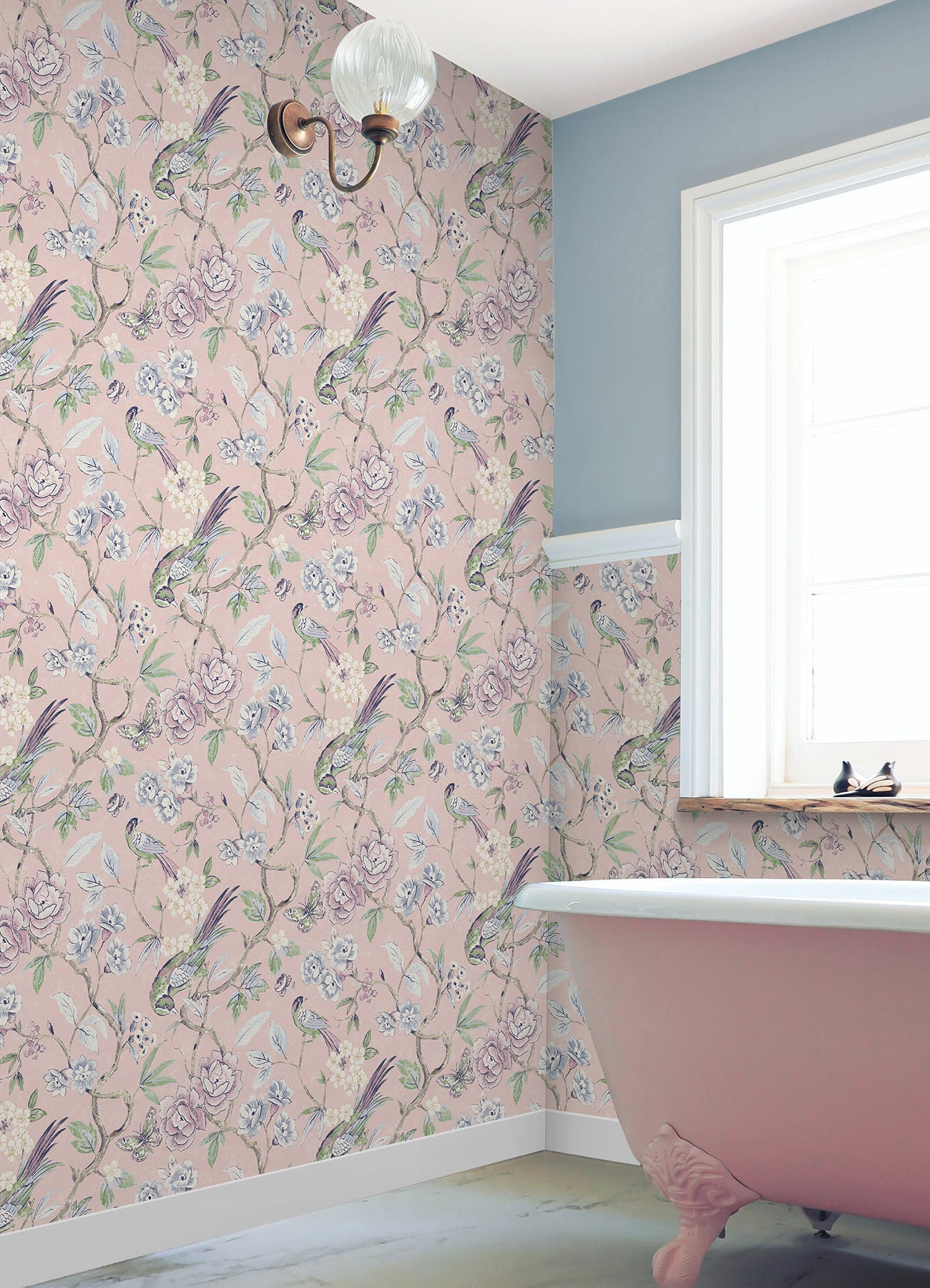 Aviary Garden P&S Wallpaper in a room setting