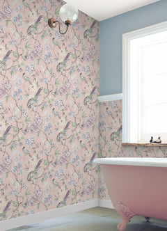 Aviary Garden P&S Wallpaper in a room setting