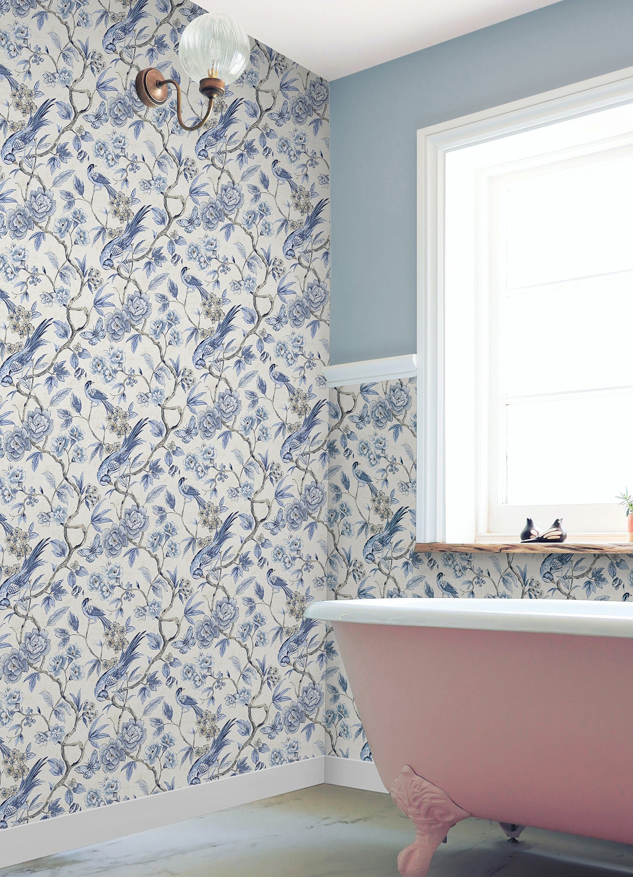 Aviary Garden P&S Wallpaper in a room setting