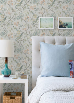 Aviary Garden P&S Wallpaper in a room setting