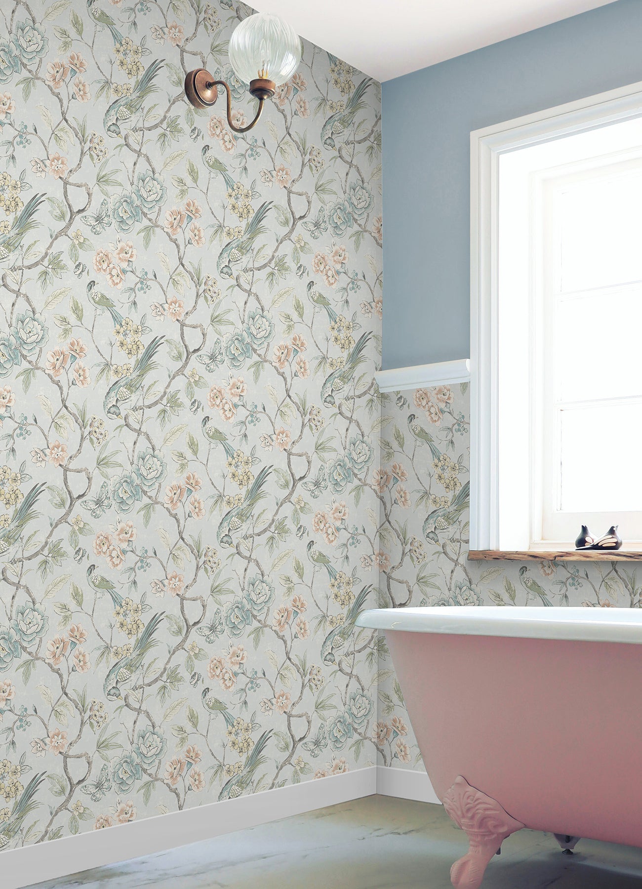 Aviary Garden P&S Wallpaper in a room setting