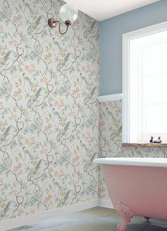 Aviary Garden P&S Wallpaper in a room setting