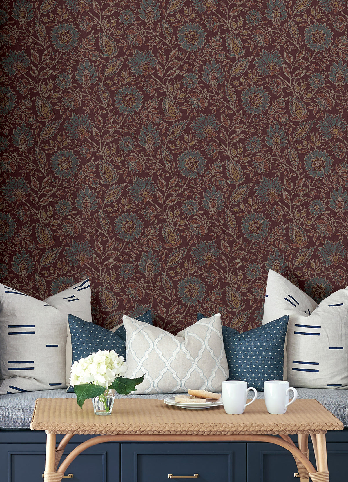 Indira Aster P&S Wallpaper in a room setting