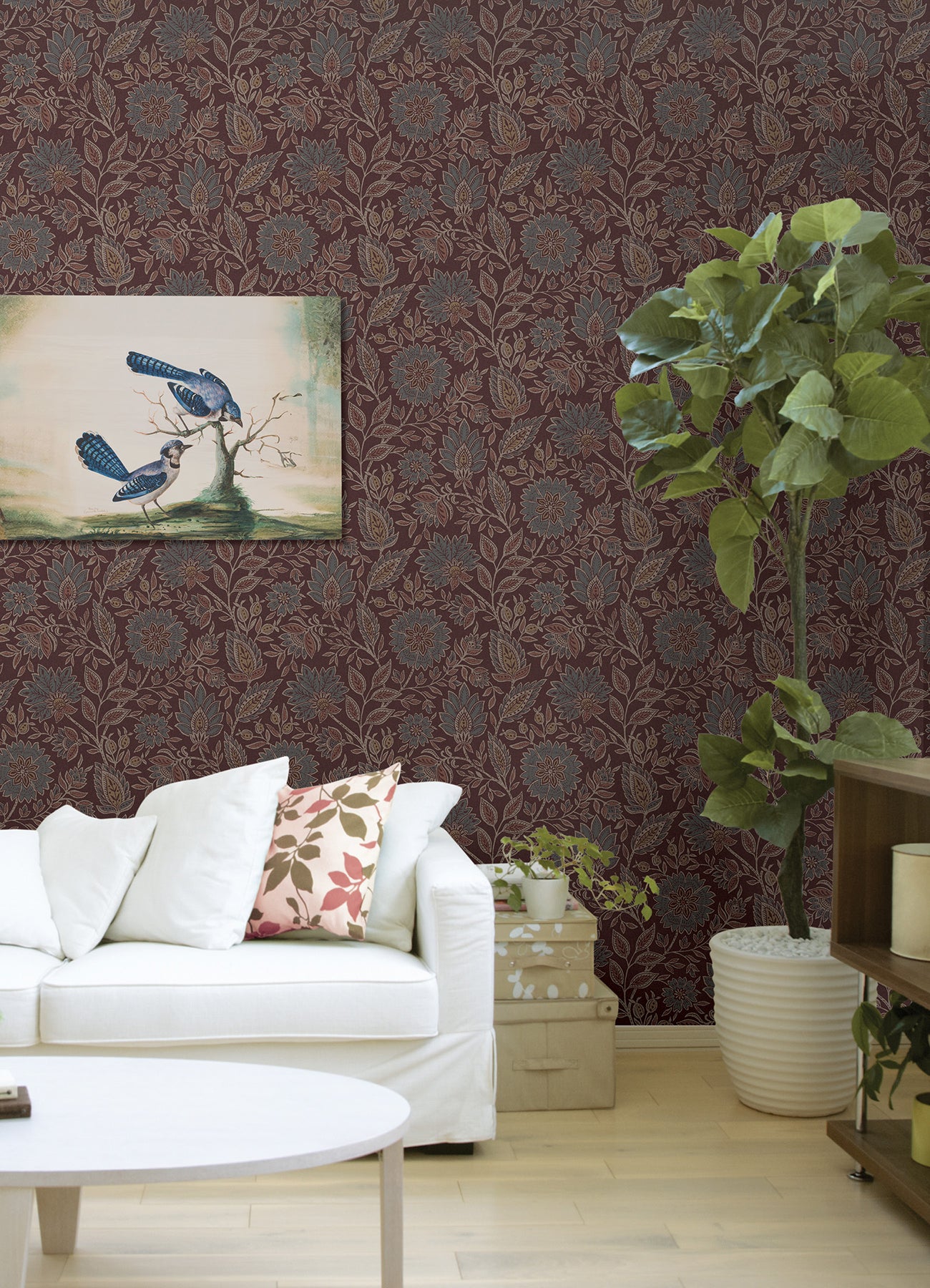 Indira Aster P&S Wallpaper in a room setting