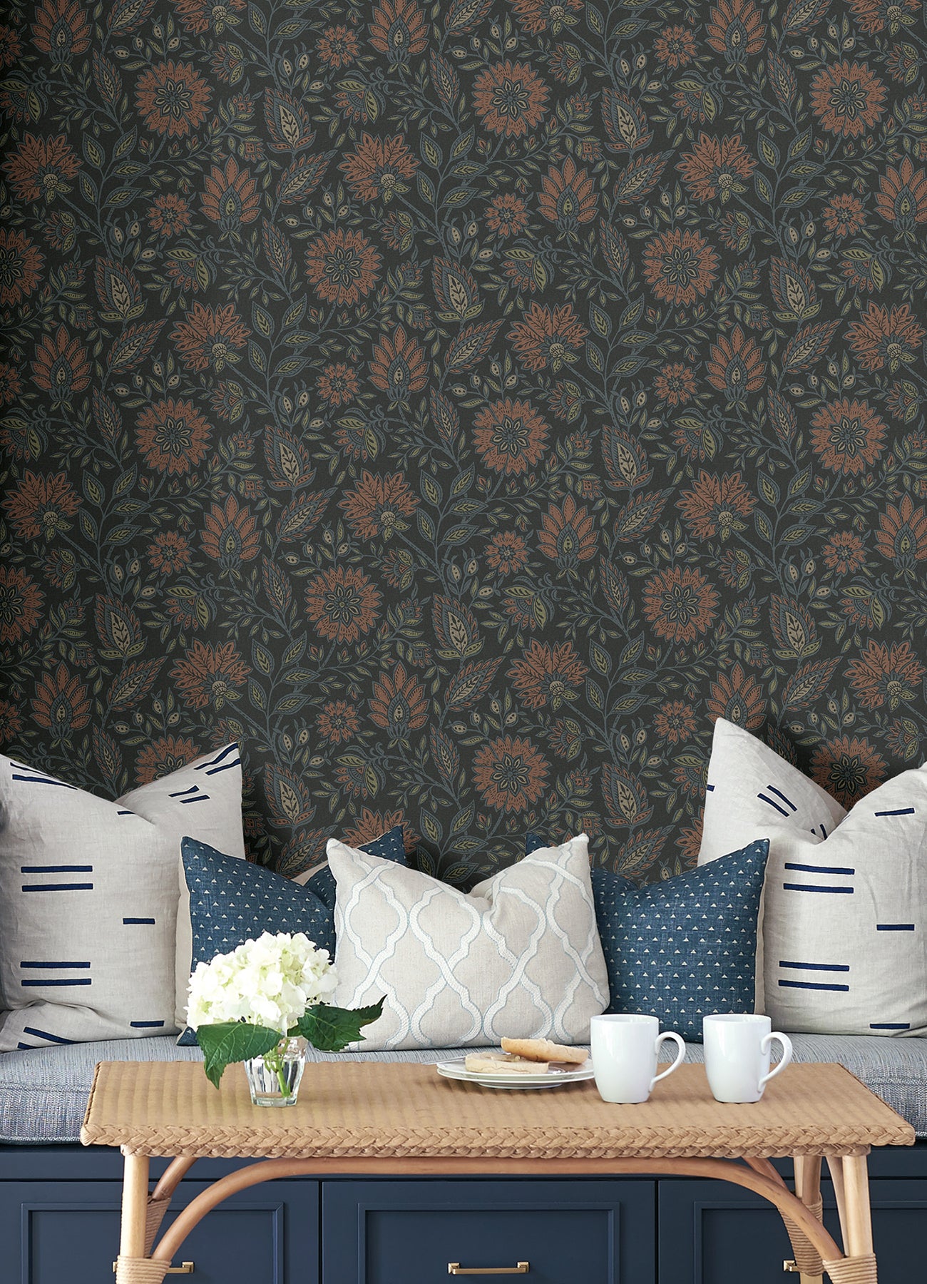 Indira Aster P&S Wallpaper in a room setting