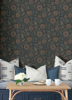 Indira Aster P&S Wallpaper in a room setting